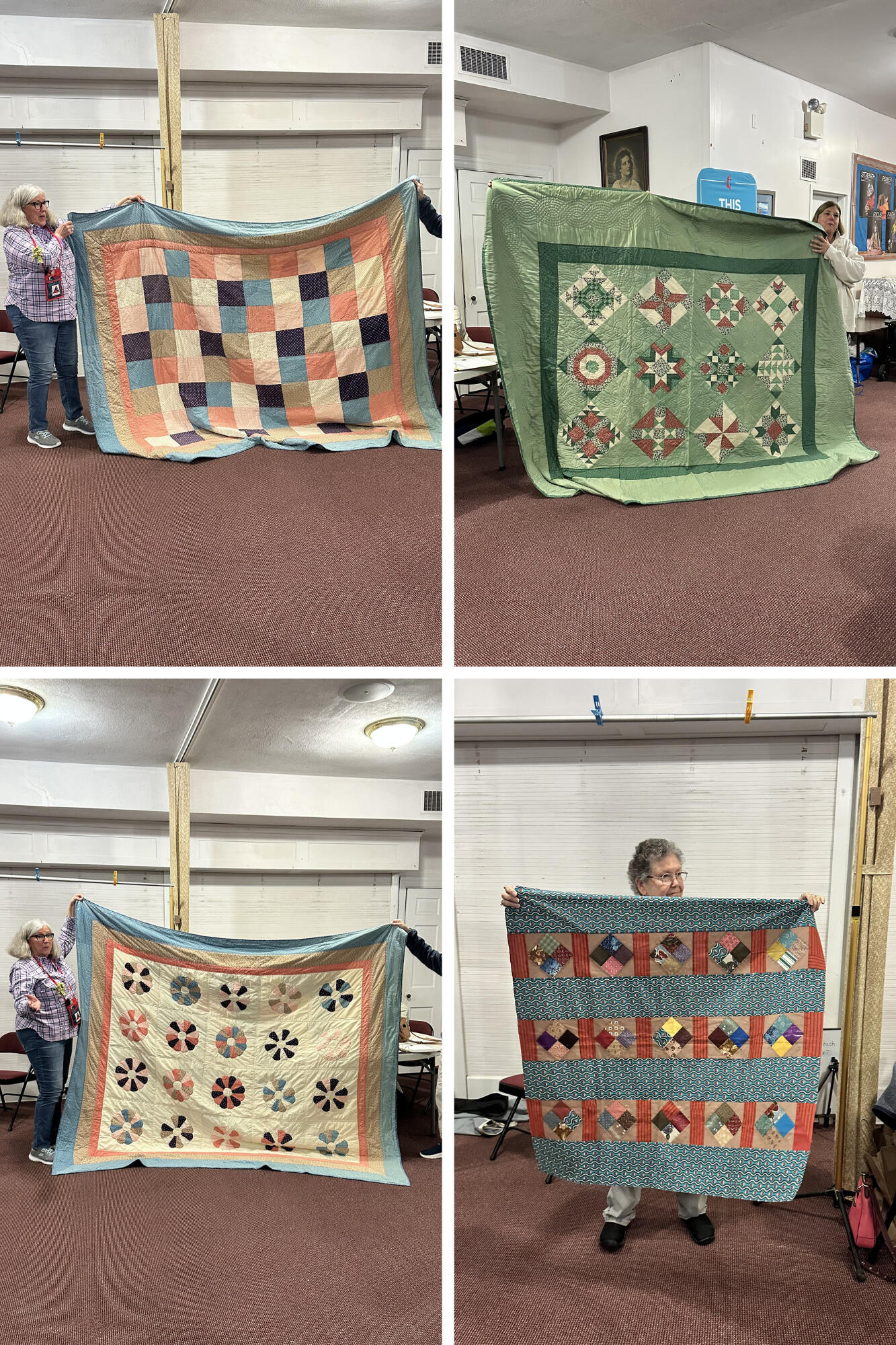 Challenge April 2026 bring in your first or worst quilt. See a hint of colors available in the late 1900s! Geez. Hey wait a minute we were alive then haha. Challenge April 2026 bring in your first or worst quilt. See a hint of colors available in the late 1900s! Geez. Hey wait a minute we were alive then haha.
